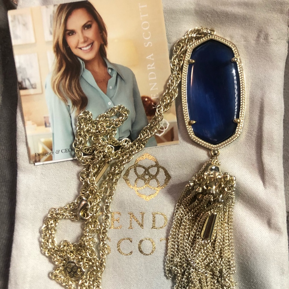 Kendra Scott Rayne Necklace in Navy Cats Eye